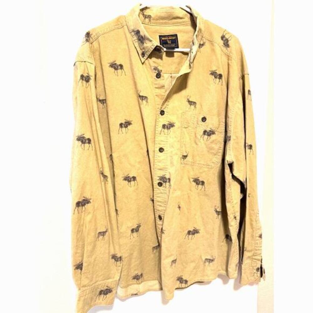 Woolrich Moose Print Button Down Men's‎ Long Sleeve Shirt 100% Cotton Size XL